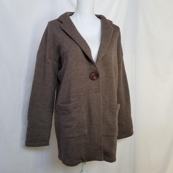 Vintage y2k {Chalet} Oversized Taupe Cardigan Sweater Shacket sz Small - Picture 1 of 8